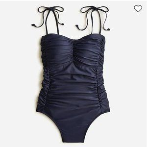 NWT | J.Crew Ruched Tie-Shoulder Navy One-Piece Swimsuit